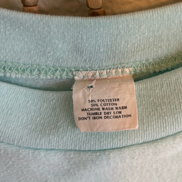 Vintage Oversized 90s Kitten Print Coquette Cottagecore Baby Blue Short Sleeve T - Picture 4 of 5